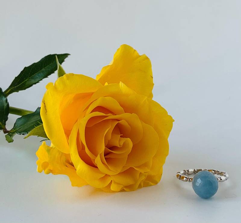 stapelring in 925 Er Silber Mit Aquamarin Kugel Artikelnummerrs0014 von Schmuckeideen