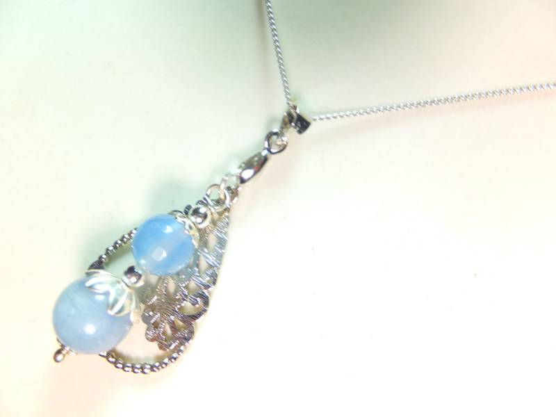 Aquamarin, 925 Sterling Silber Kette, Halskette, Collier, Edelsteinkette, Edelsteine, Handarbeit, Sehr Edel, Charm Mit Kette, Anhänger von Schmuckenergien