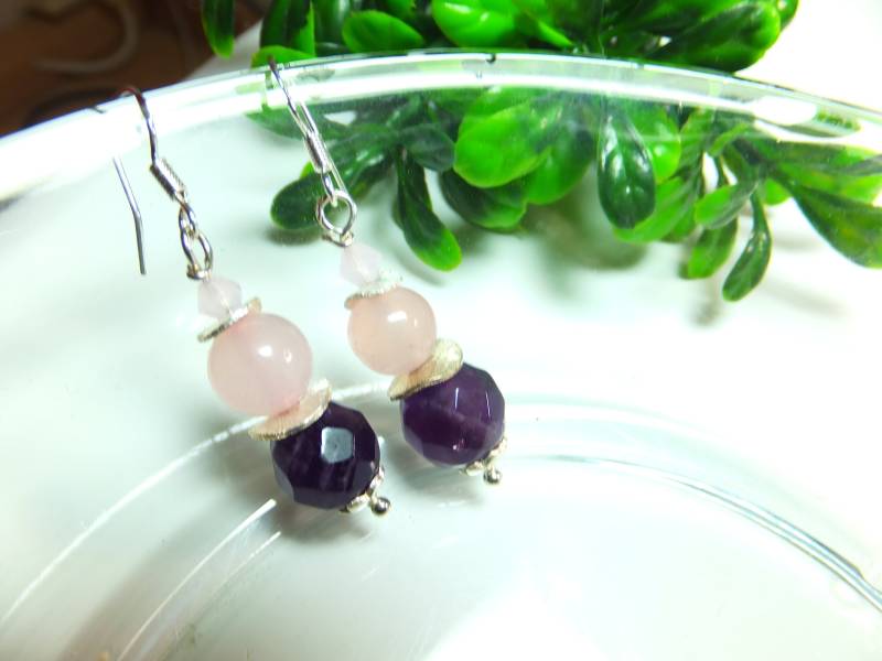 Facettierter Amethyst Mit Rosenquarz" 925 Silber von Schmuckenergien