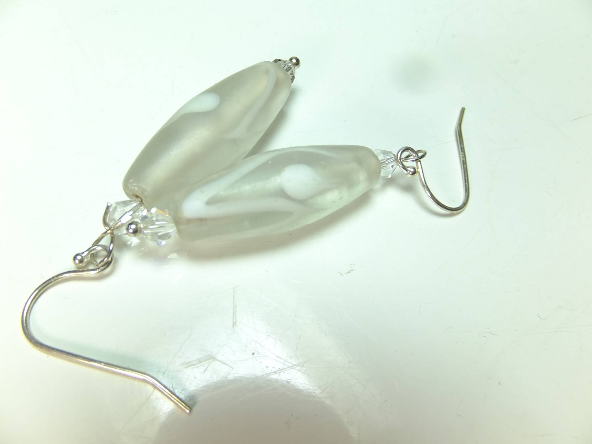 Längliche Muranoglas Ohrringe, Durchsichtig Mit Hand Gemalt, Echte 925 Silberbrisuren von Schmuckenergien