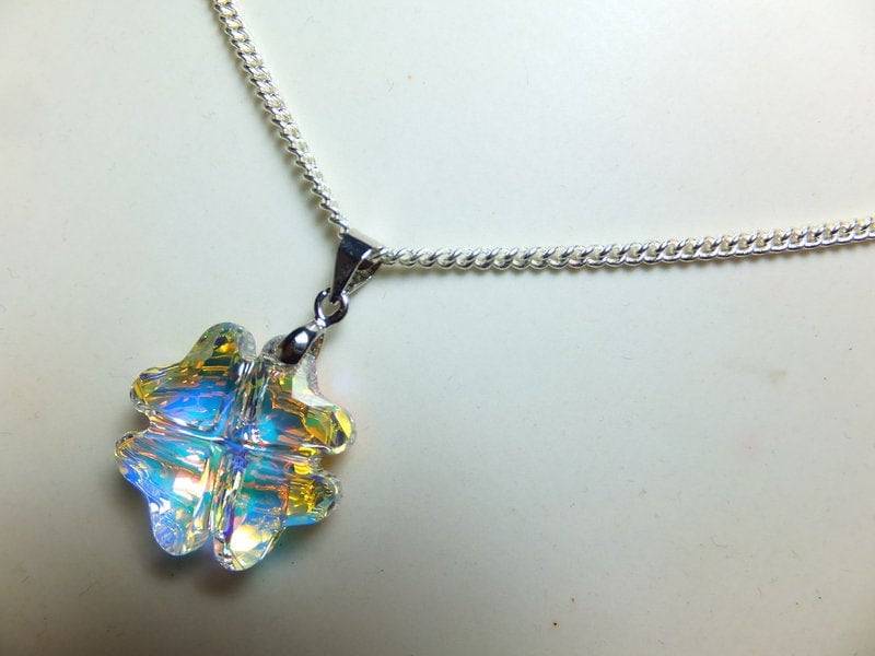 Swarovski Element, Silberkette Mit Edlem Kristall - Blümchen, Halskette, Collier, Handarbeit von Schmuckenergien