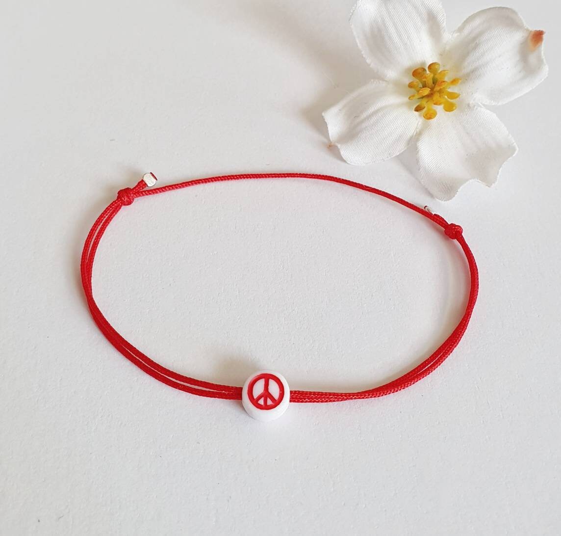 Freundschaftsarmband/ Rotes Peace Zeichen/Verschluss 925 Sterling Silber Freiheit + Frieden/ Nylonband Geschenkidee/ Personalisierbar Freundschaftsarmband/ Rotes Peace Zeichen/Verschluss 925 Sterling Silber Freiheit + Frieden/ Nylonband Geschenkidee/ Personalisierbar von SchmuckesGretchen