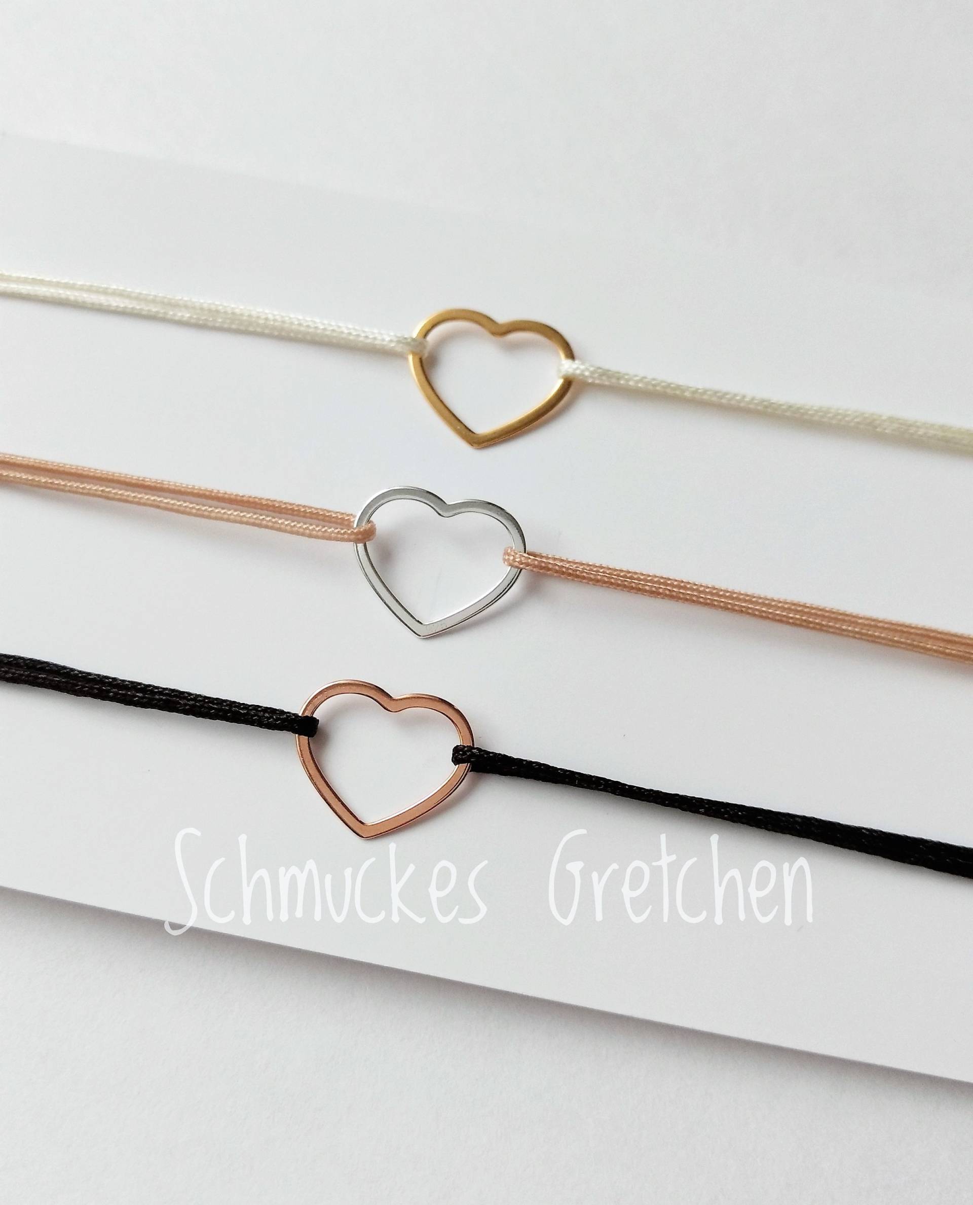 Freundschaftsarmband Mit Herz Anhänger Aus 925 Sterling Silber/Vergoldet Rosevergoldet Zur Wahl Freundschaftsarmband Mit Herz Anhänger Aus 925 Sterling Silber/Vergoldet Rosevergoldet Zur Wahl von SchmuckesGretchen