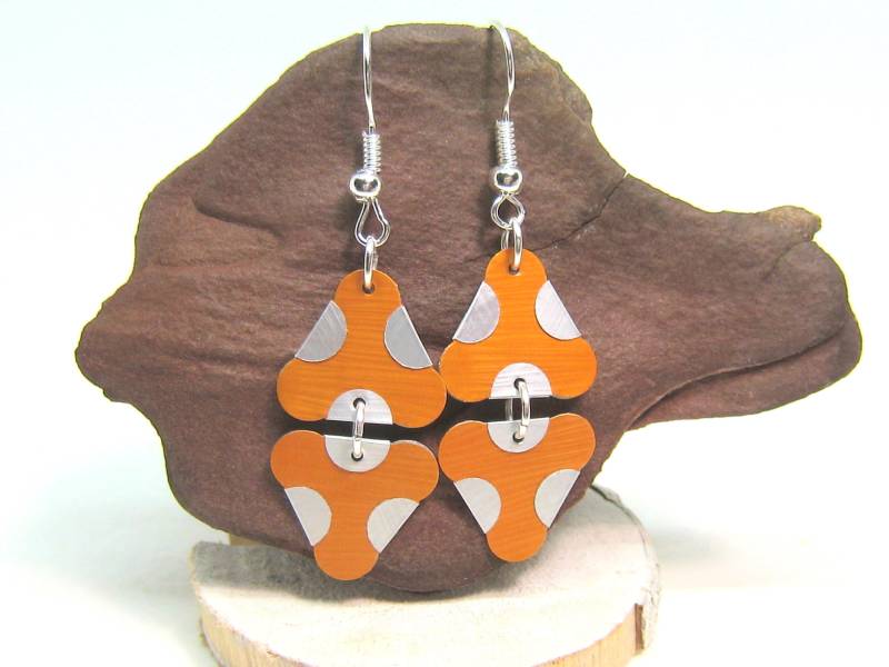 Ohrringe Nespresso Orange Silber Upcycling Recycling Nachhaltig Kaffeekapseln Upcyclingschmuck von SchmuckesZierwerk