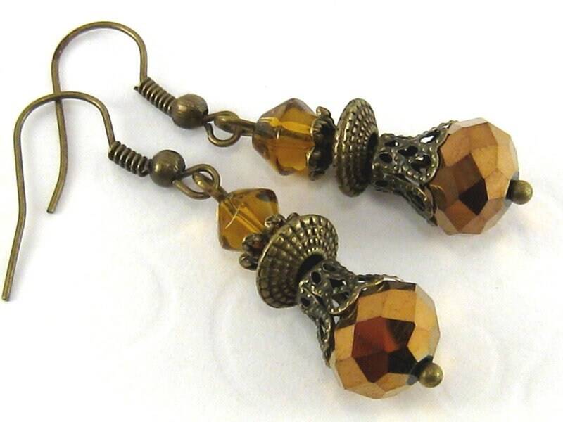 Ohrringe Phantom Der Oper Bronze Braun Romantisch Vintage Nostalgisch Schimmernd Rostfarben Honig Rostbraun Jahrhundertwende von SchmuckesZierwerk