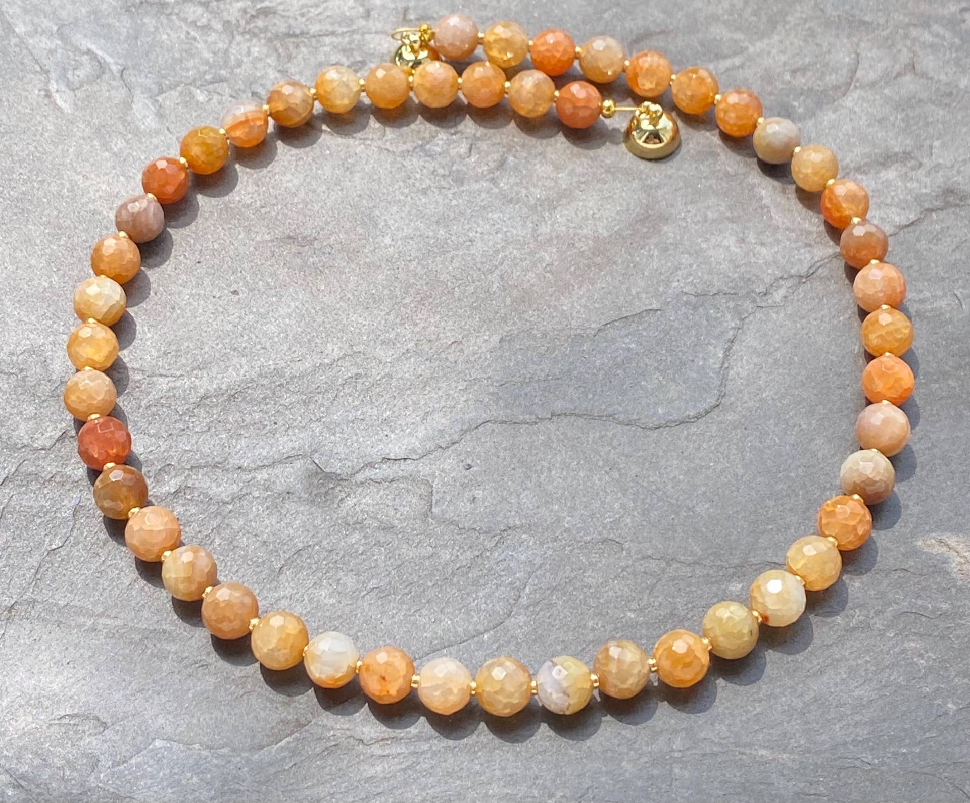 Kette Achat Honigfarben von SchmuckesausDraht