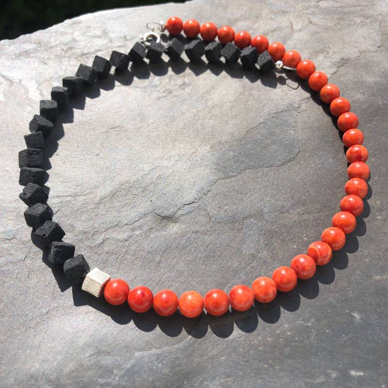 Korallenkette & Lava Halskette von SchmuckesausDraht