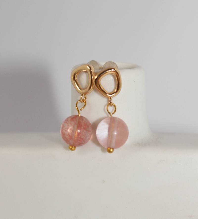 Ohrringe Mit Erdbeerquarz von SchmuckesausDraht