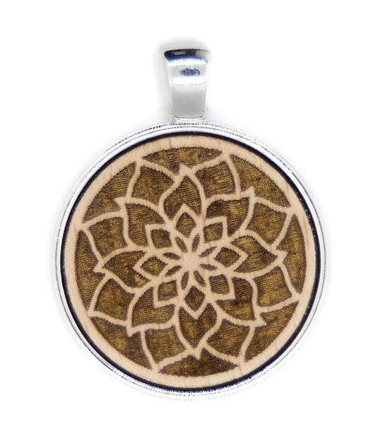 Schmuckfach Holzanhänger mit Kette, Edelstahl oder Baumwolle, viele Motive von Schmuckfach