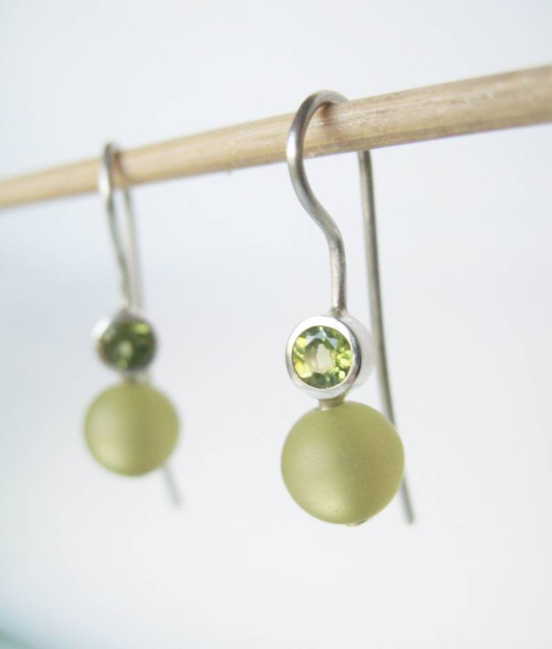 Peridot-Polaris-Ohrhänger, Silber-Ohrhänger, Polaris-Ohrhänger von Schmuckgewerk