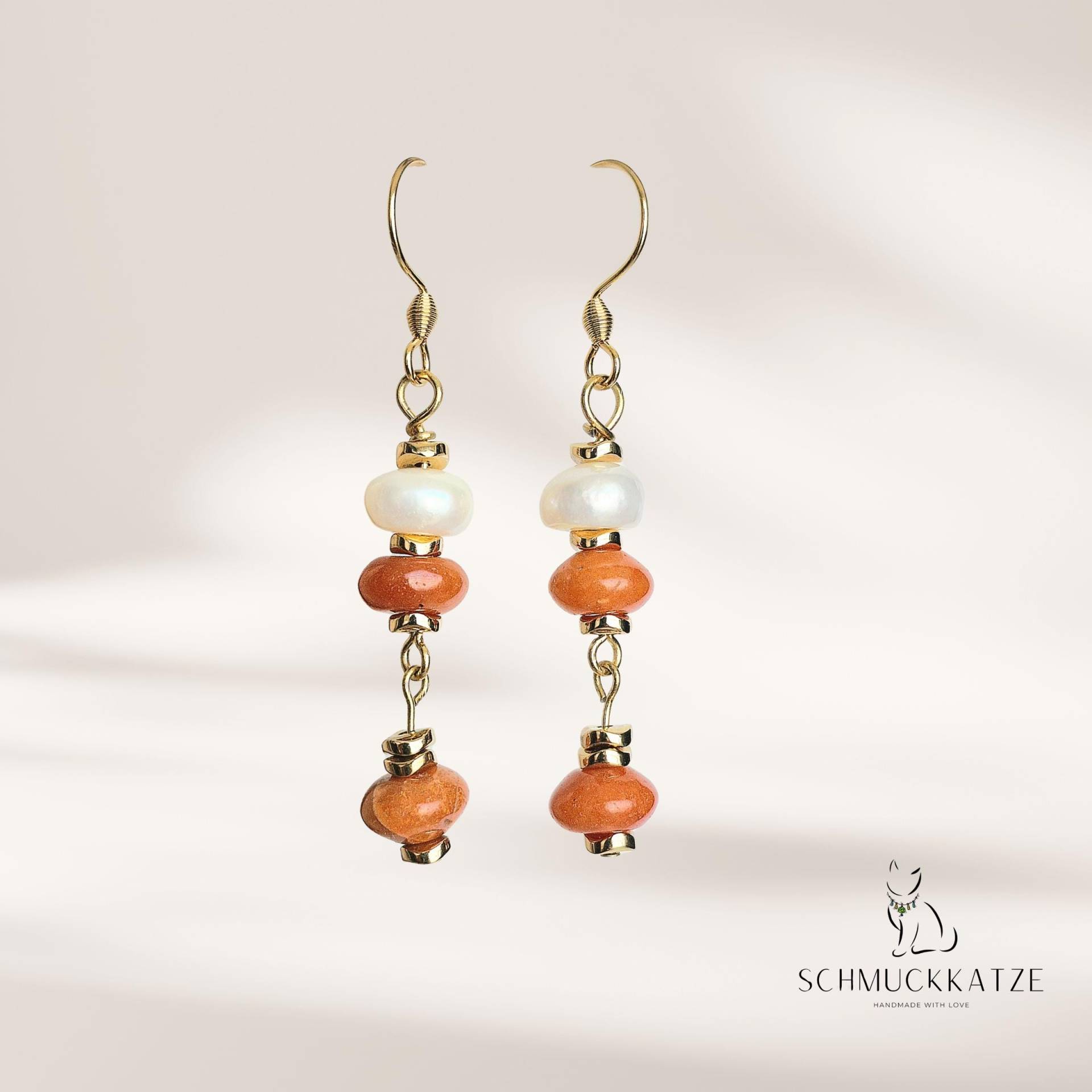 Goldene Ohrringe Mit Echten Süßwasser Perlen, Handgefertigter Boho Ohrschmuck Für Damen Goldene Ohrringe Mit Echten Süßwasser Perlen, Handgefertigter Boho Ohrschmuck Für Damen von SchmuckkatzeDE