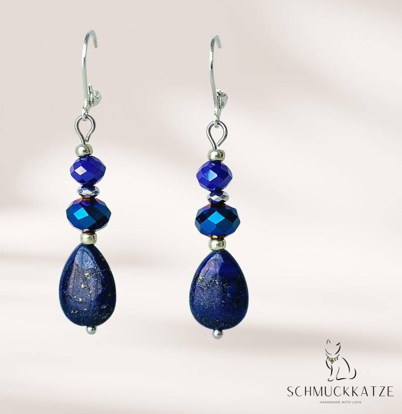 Lapislazuli Ohrringe, Creolen Edelstein Perlen, Blauer Stein Hängeohrringe, Echter Silberschmuck, September Geburtsstein, Boho Schmuck Lapislazuli Ohrringe, Creolen Edelstein Perlen, Blauer Stein Hängeohrringe, Echter Silberschmuck, September Geburtsstein, Boho Schmuck von SchmuckkatzeDE
