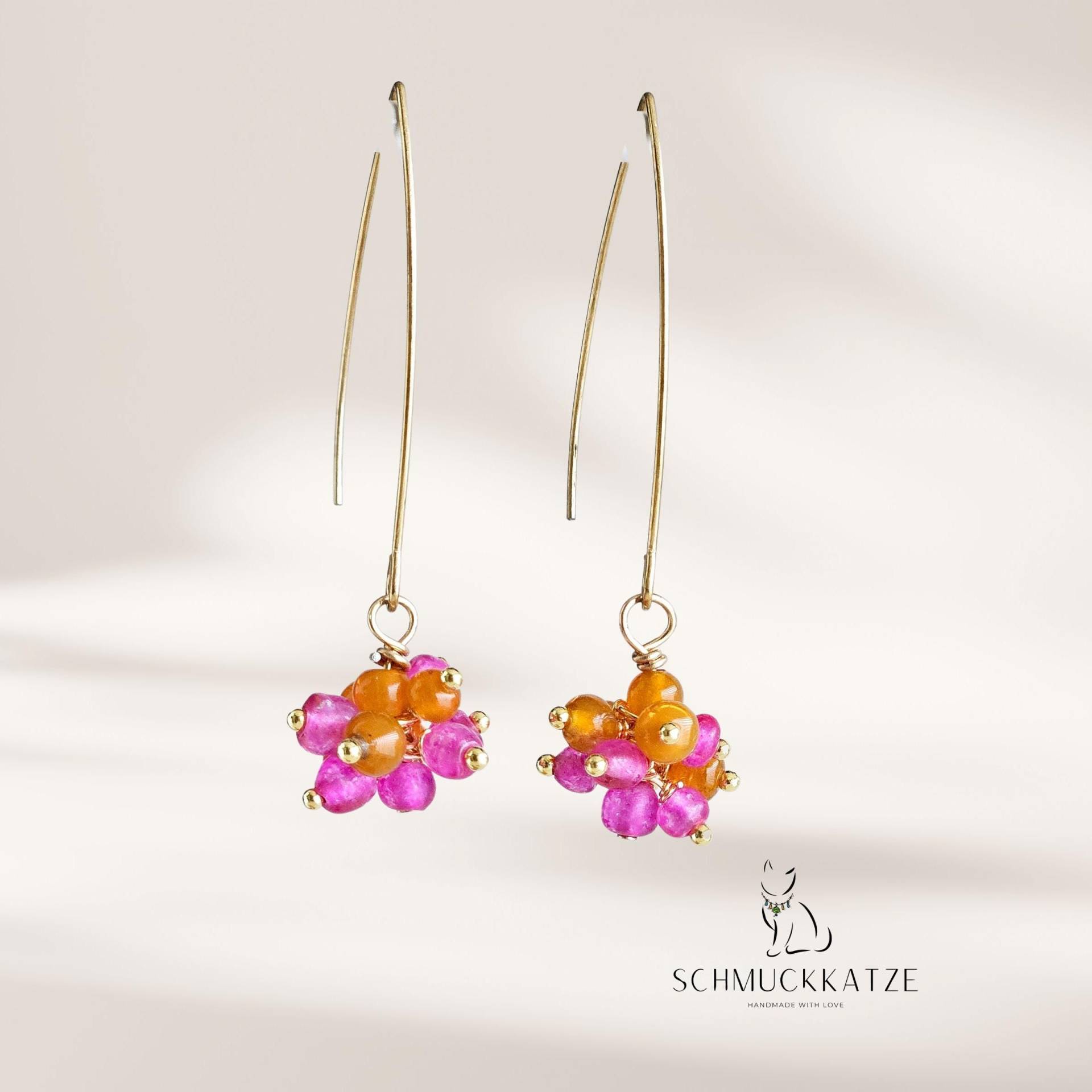 Ohrringe Pink, Orange, Lange Ohrringe, Bunte Hängeohrringe Boho Mit Perlen Ohrringe Pink, Orange, Lange Ohrringe, Bunte Hängeohrringe Boho Mit Perlen von SchmuckkatzeDE