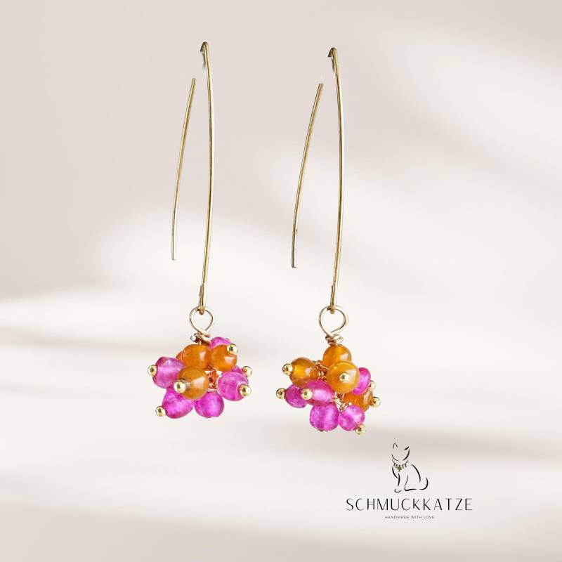 Ohrringe Pink, Orange, Lange Ohrringe, Bunte Hängeohrringe Boho Mit Perlen Ohrringe Pink, Orange, Lange Ohrringe, Bunte Hängeohrringe Boho Mit Perlen von SchmuckkatzeDE