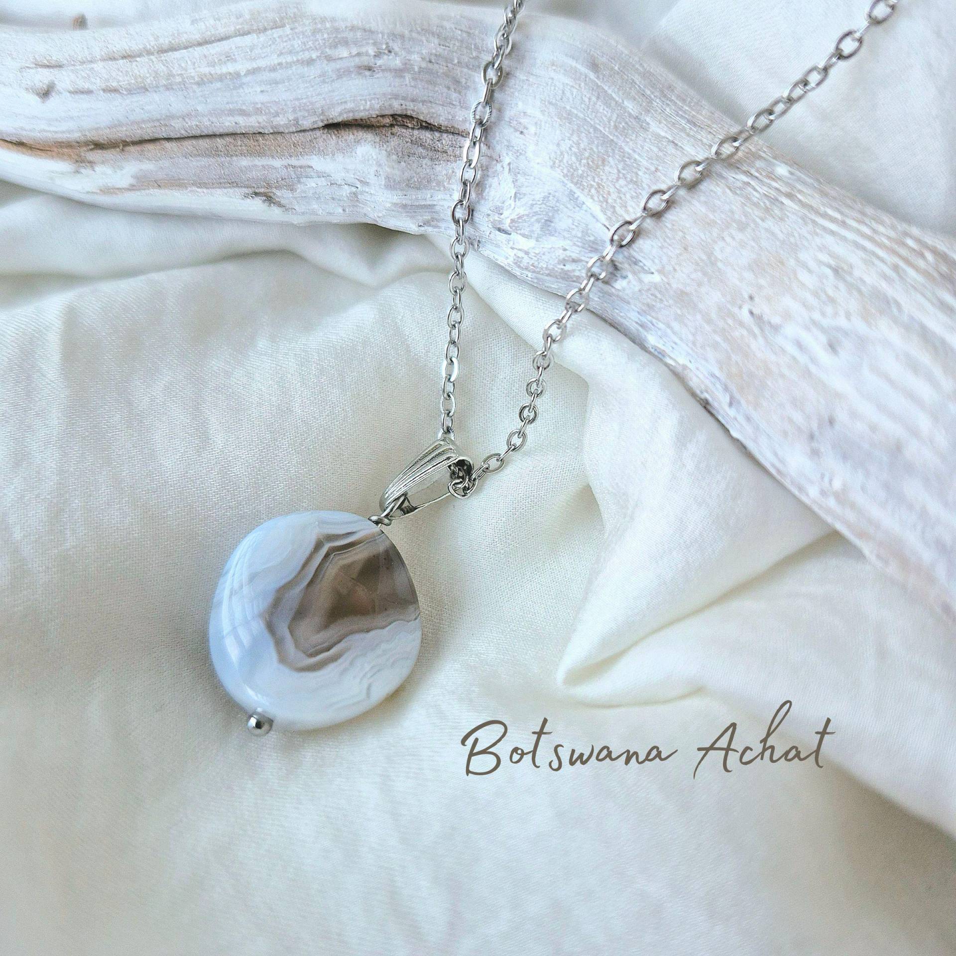 Achat Kette, Silberne Kette Mit Edelsteinanhänger Botswana Achat, Schmuck Achat Kette, Silberne Kette Mit Edelsteinanhänger Botswana Achat, Schmuck von SchmuckkatzeDE