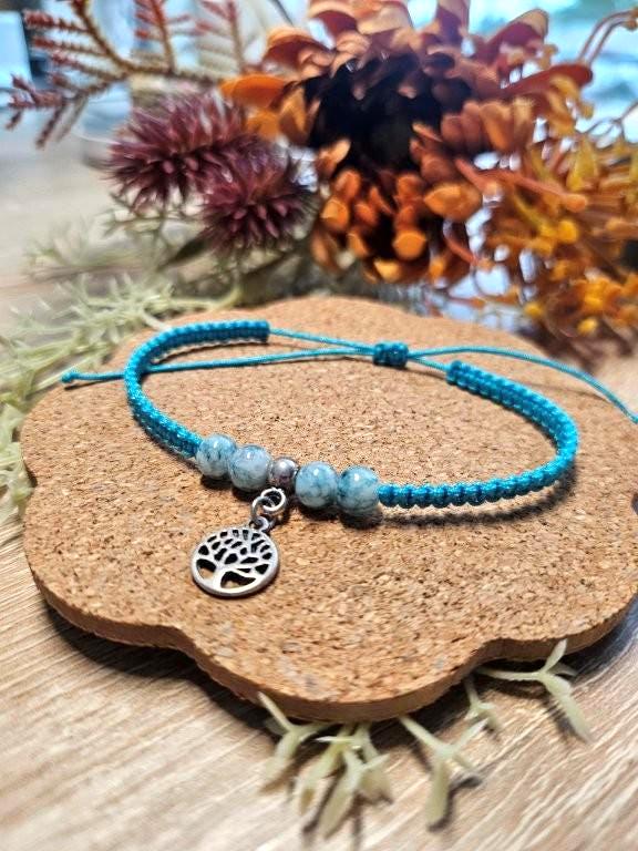 Makramee Armband | Perlen| Lebensbaum Silber Handmade von Schmuckkistal