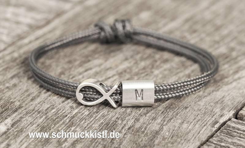 Armband Taufe Junge, Mädchen, Kommunion, Konfirmation, Fisch Und Element Mit Buchstaben von Schmuckkistl