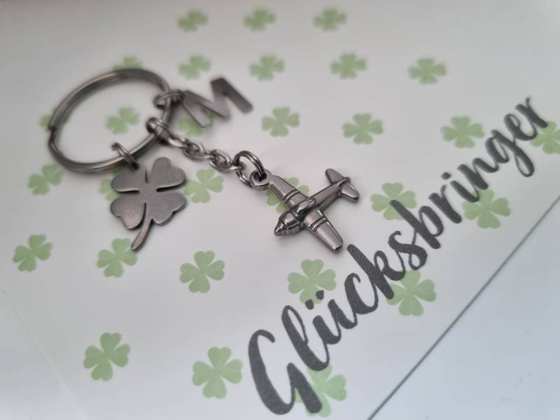 Flugzeug Schlüsselanhänger Personalisiert Edelstahl/Glücksbringer Geschenk Für Frauen Männer Geschenkset von Schmuckmariechen