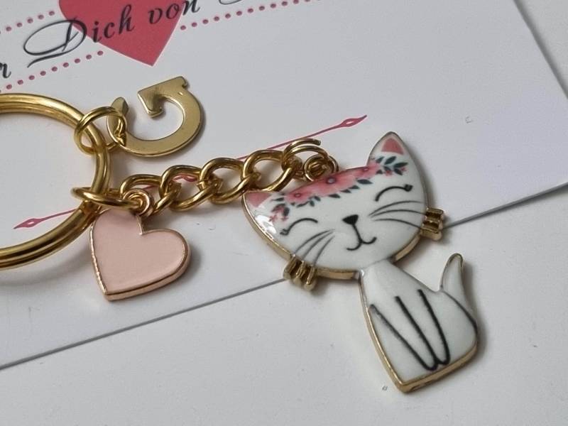Katze Schlüsselanhänger Personalisiert/Geschenk Für Frauen Freundin Geschenkset von Schmuckmariechen