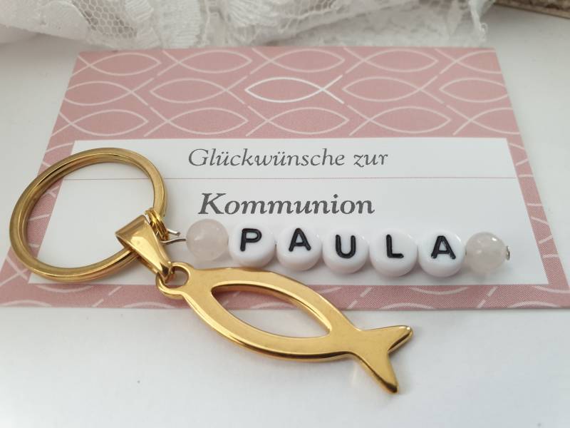 Kommunionsgeschenk Schlüsselanhänger Fisch Personalisiert/Geschenk Für Mädchen Geschenkset von Schmuckmariechen