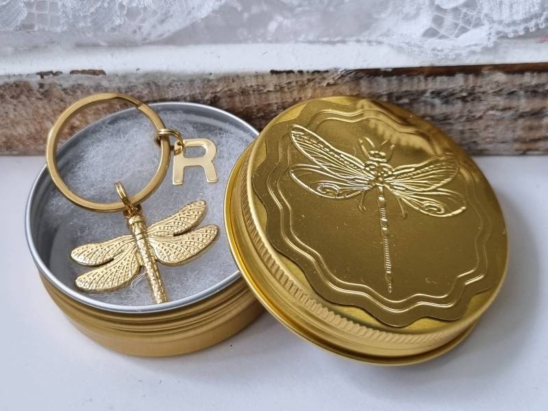 Libellen Schlüsselanhänger Personalisierbar Edelstahl/Geschenk Für Frauen Freundin Geschenkset von Schmuckmariechen