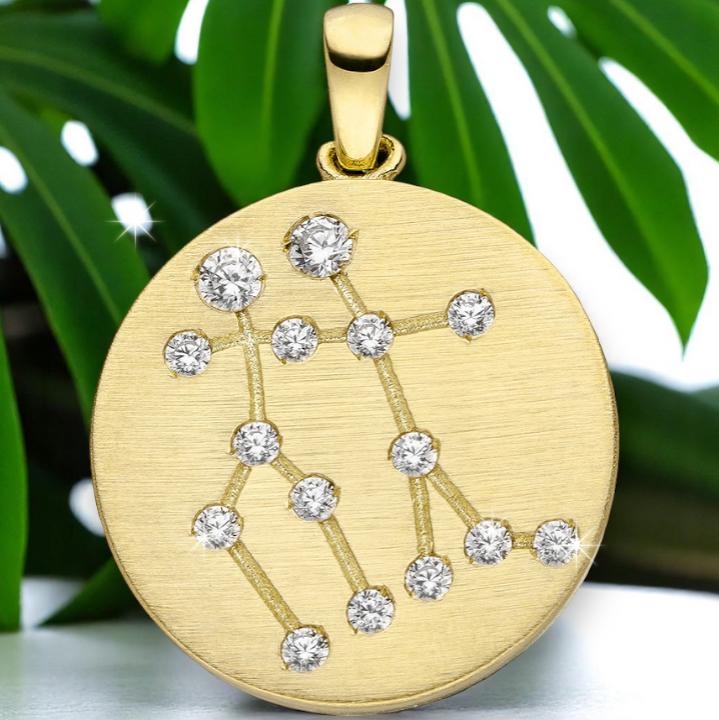 Massivgold Zwilling Sternbild Sternzeichen Anhänger Aus 333 Gold Oder Rhodiniert Sterling Silber 925 Mit Gravur Sternenhimmel von Schmuckpalast24