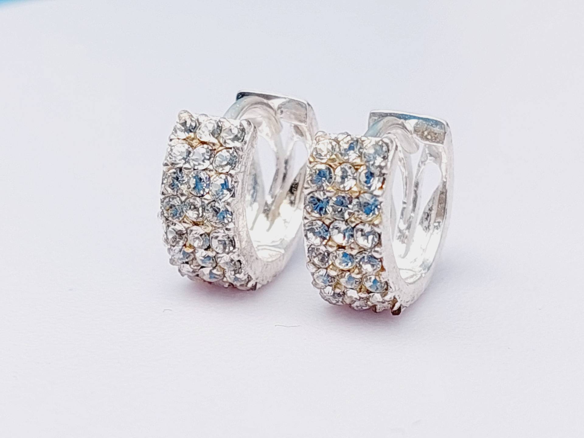 1, 3 cm 925 Silberne Creolen Klappcreolen Ohrringe Mit Zirkonia Steinen von SchmuckparadiesShop