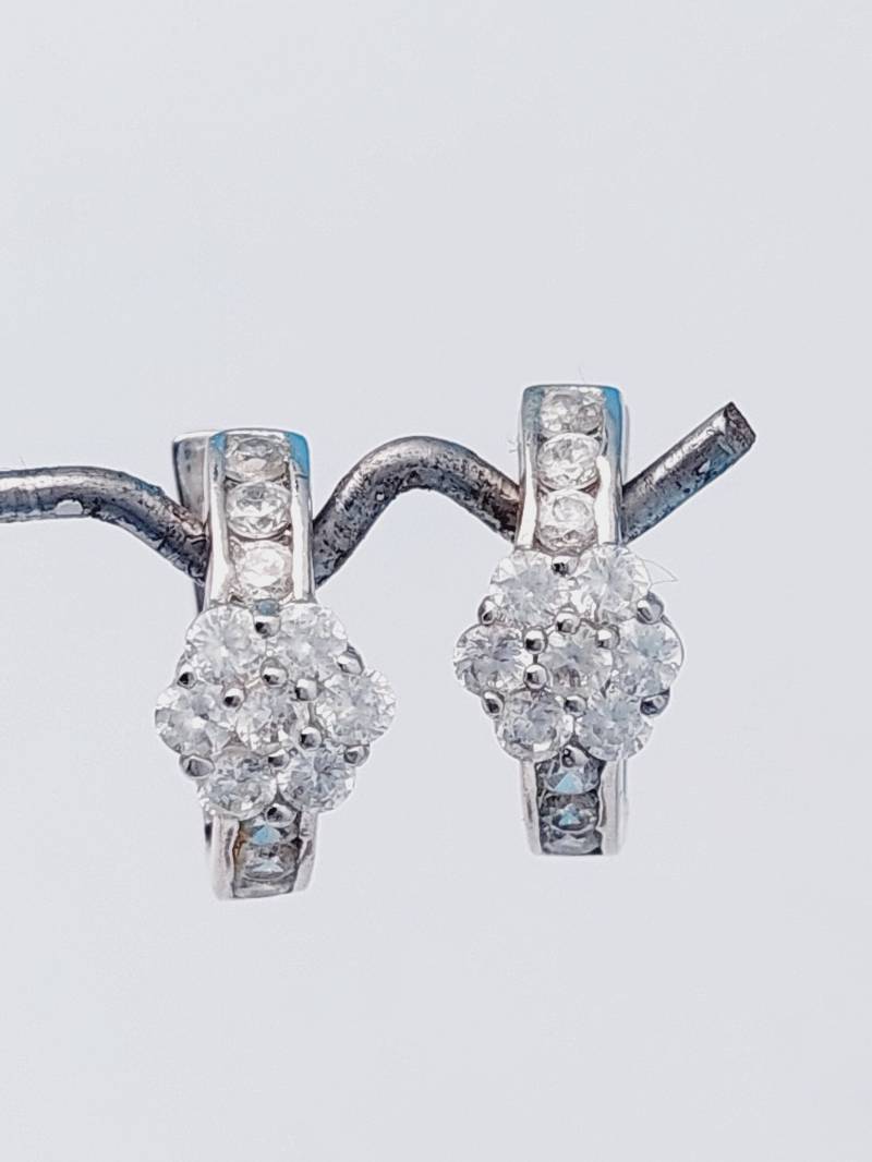 2 cm 925 Silberne Creolen Klappcreolen Ohrringe Mit Zirkonia Steinen von SchmuckparadiesShop