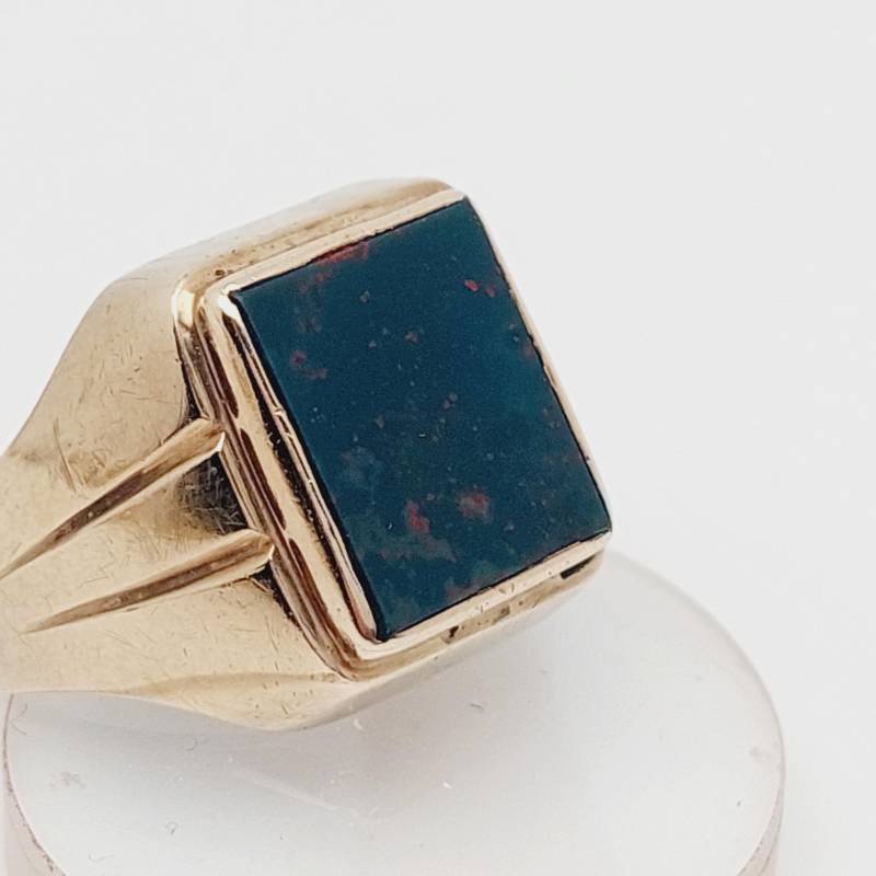 333Er Gold Ring Herren Siegelring Heliotrop Echt Goldschmuck Antiker Größe 61 Us 9 1/2 von SchmuckparadiesShop