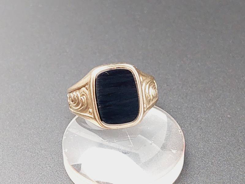 333Er Gold Ring Herren Siegelring Onyx Echt Goldschmuck Antiker Größe 20 von SchmuckparadiesShop