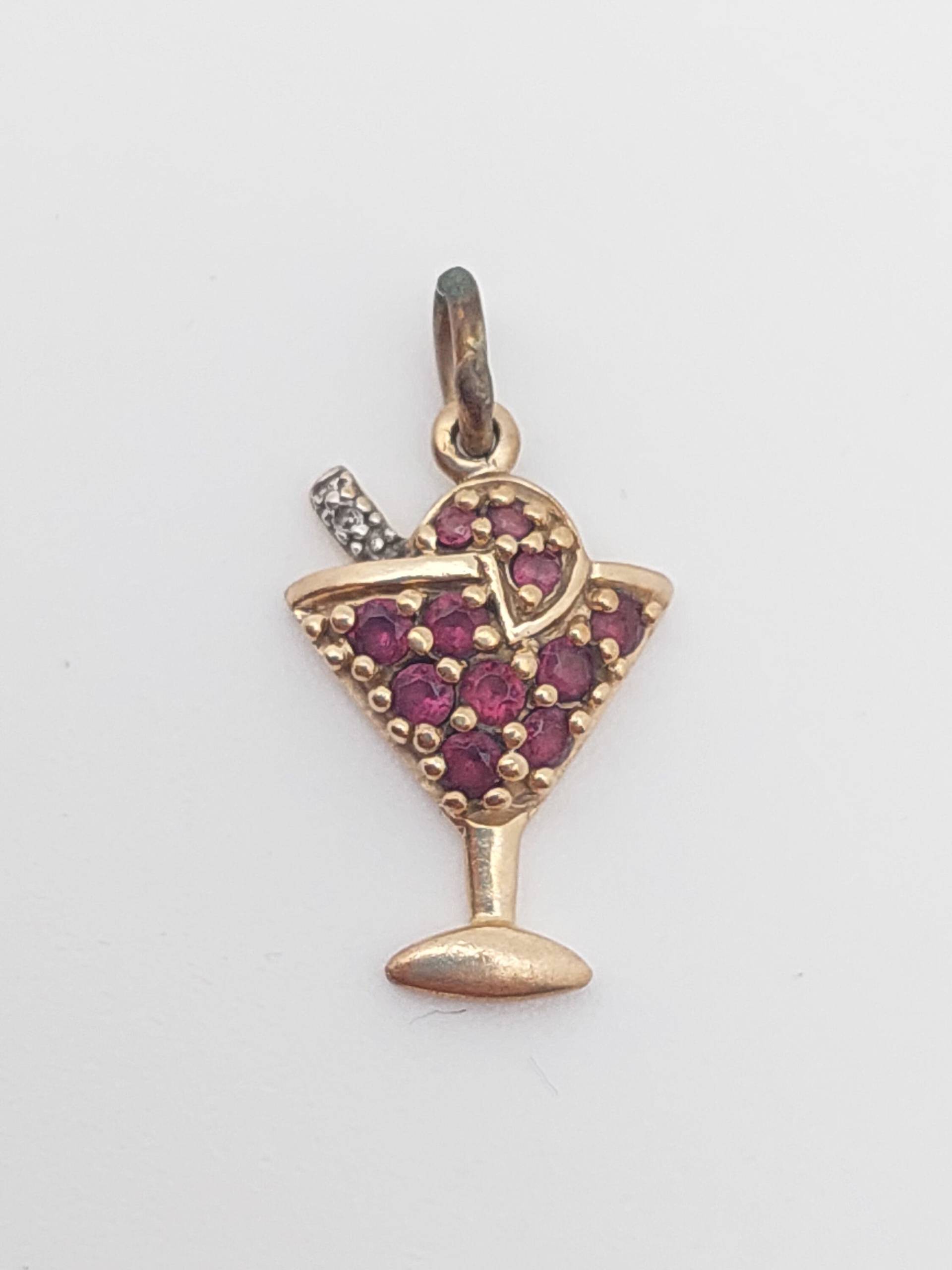 375Er Gold Anhänger Moderner Goldschmuck Cocktail Glas Mit Zirkonia 9 K von SchmuckparadiesShop