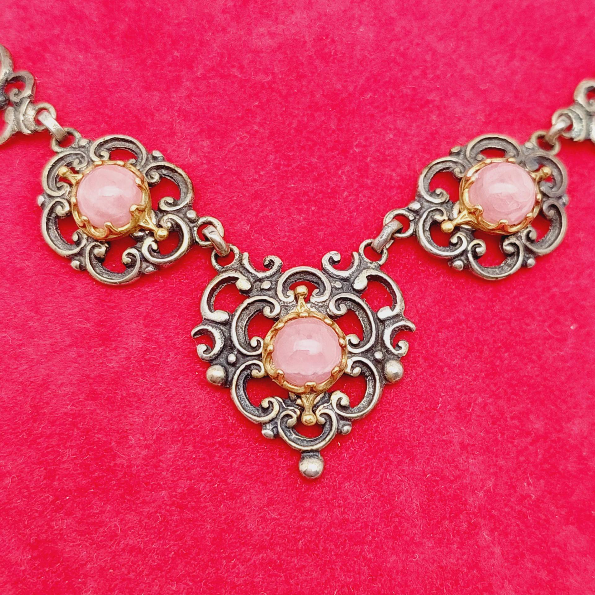 42 cm Antikes 835Er Silber Collier Trachtenkette Trachtenschmuck Mit Chrysopras Erbskette von SchmuckparadiesShop