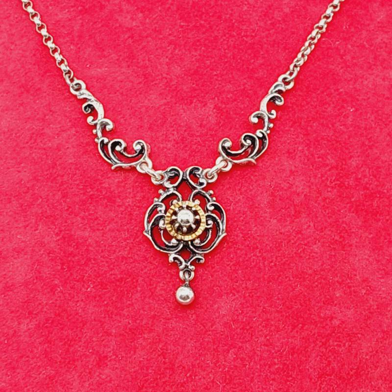 42 cm Antikes 835Er Silber Collier Trachtenkette Trachtenschmuck Mit Perle Erbskette von SchmuckparadiesShop