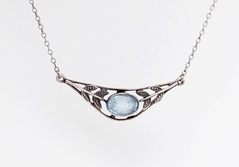 42 cm Antikes 925Er Silber Collier Jugendstil Mit Blauem Stein Aquamarin Farbend Steinen Viktorianisch 42 cm Antikes 925Er Silber Collier Jugendstil Mit Blauem Stein Aquamarin Farbend Steinen Viktorianisch von SchmuckparadiesShop