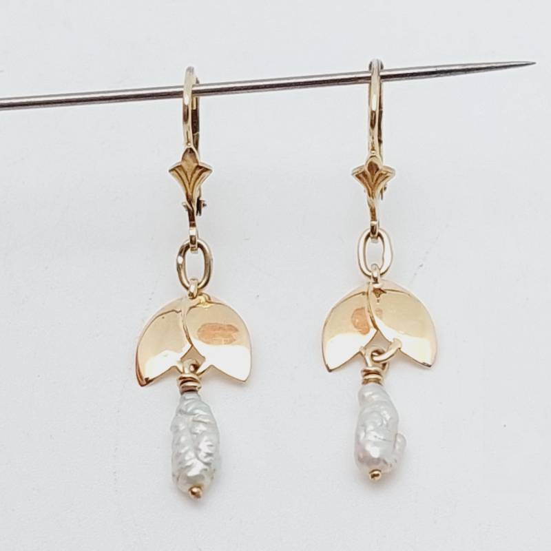 585Er Gold Ohrringe Ohrhänger Hängeohrringe Perle Weihnachtsgeschenk Schmuck Geschenk Für Sie Glänzend Exklusiv Frauen von SchmuckparadiesShop