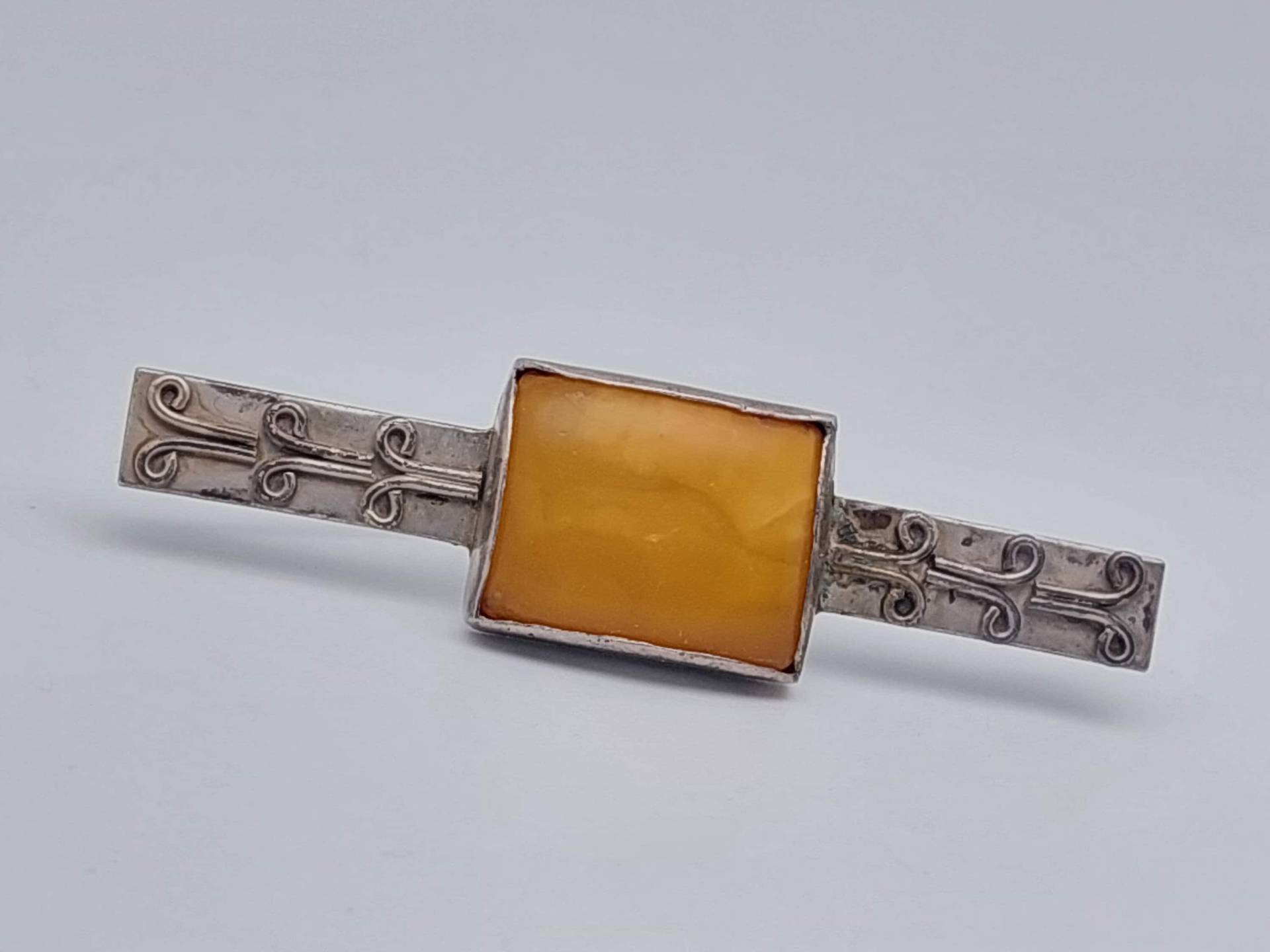 835 Silber Brosche Bernstein Art Deco Amber von SchmuckparadiesShop