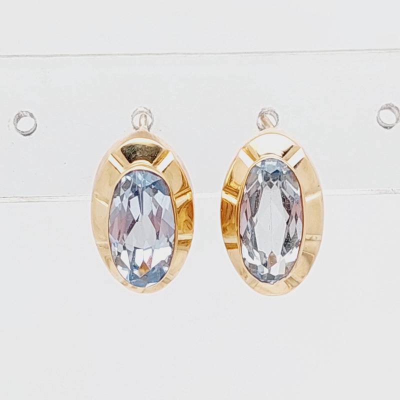 Antike 333 Gold Hängeohrringe Ohrhänger 8 Karat Ohrringe Aquamarin Optik Blauer Geschliffener Stein Glas Geschenk Für Sie Frauen von SchmuckparadiesShop