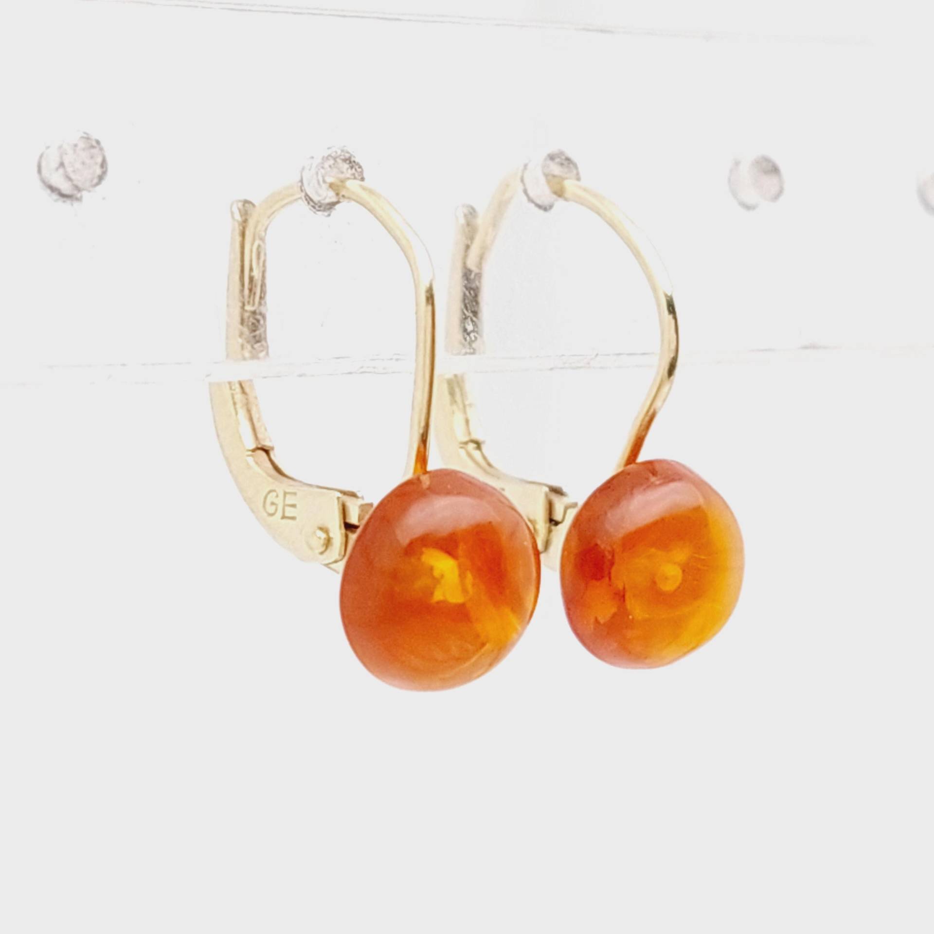 Antike 333 Gold Hängeohrringe Ohrhänger 8 Karat Ohrringe Bernstein von SchmuckparadiesShop