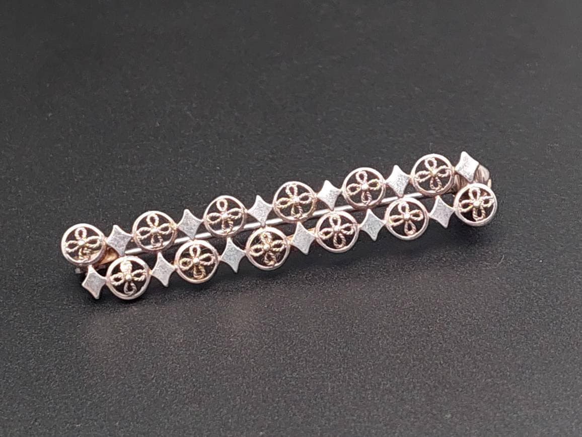 Antike 800Er Silber Brosche Stabbrosche Jugendstil von SchmuckparadiesShop