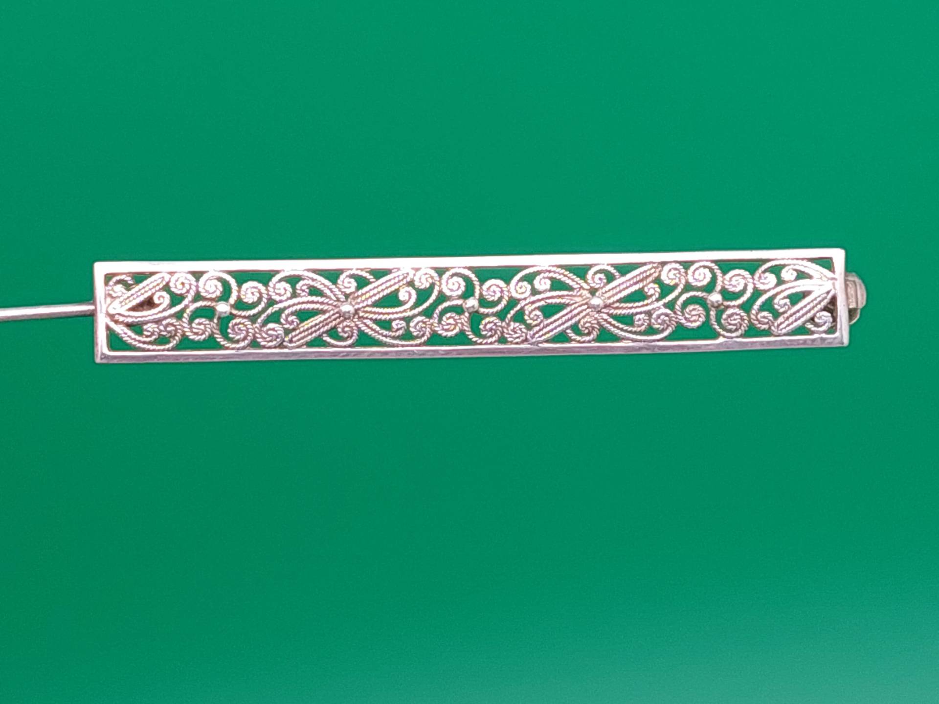 Antike 800Er Silber Brosche Stabbrosche Rocaillen Jugendstil Filigrane Blumen Muster von SchmuckparadiesShop