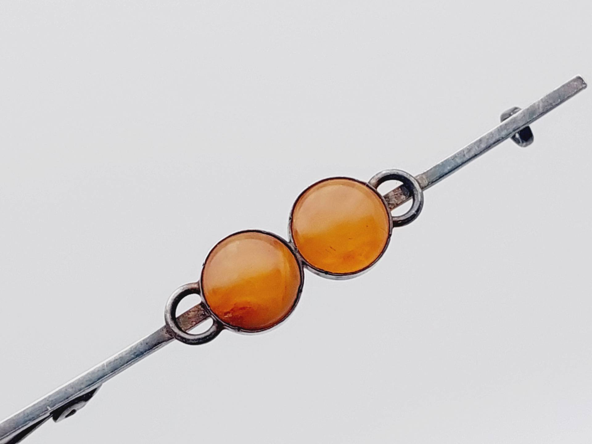 Antike 835 Silber Brosche Bernstein Art Deco Stabbrosche von SchmuckparadiesShop