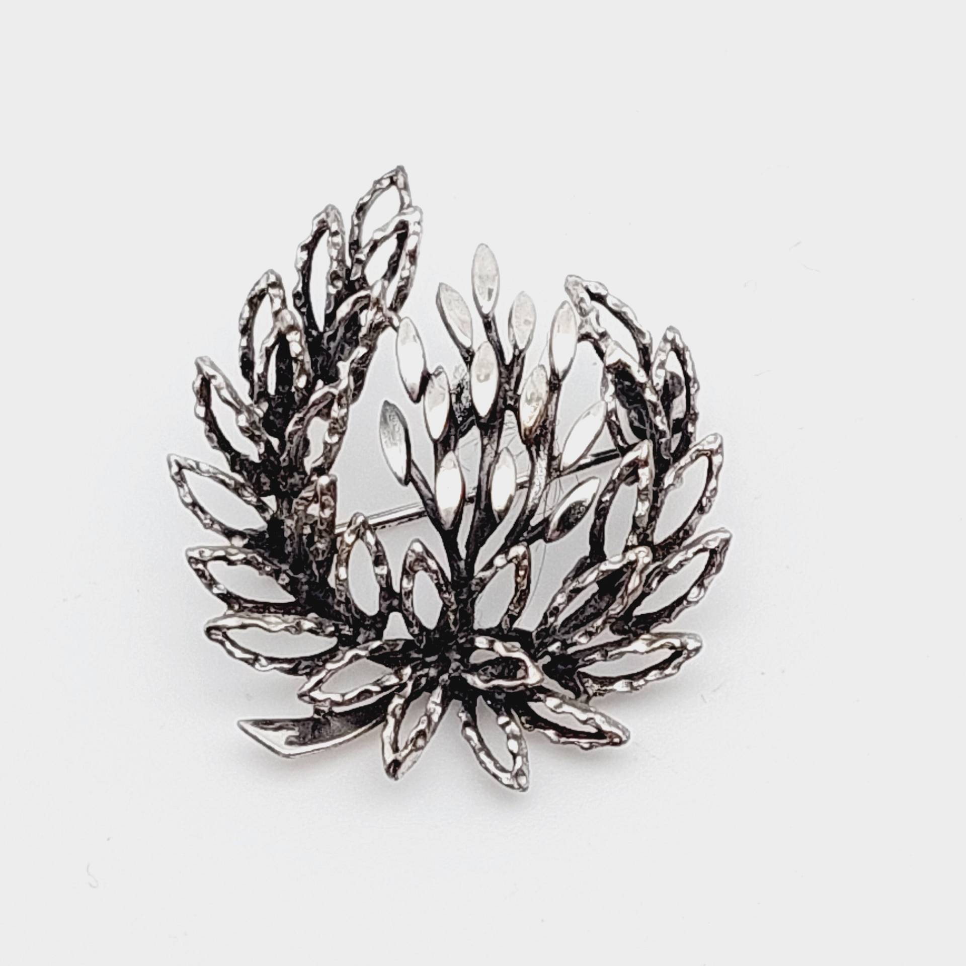 Antike 835 Silber Lorbeerkranz Brosche Floral von SchmuckparadiesShop