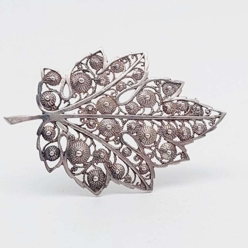 Antike 835 Silber Stabbrosche Brosche Blatt Filigranschmuck Schmuck von SchmuckparadiesShop