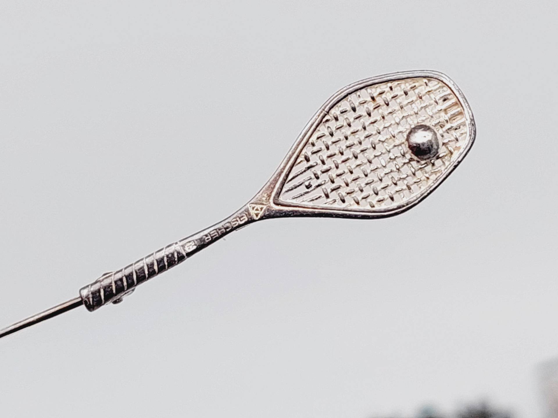 Antike 835 Silber Stabbrosche Brosche Tennis Schläger Filigranschmuck Schmuck von SchmuckparadiesShop