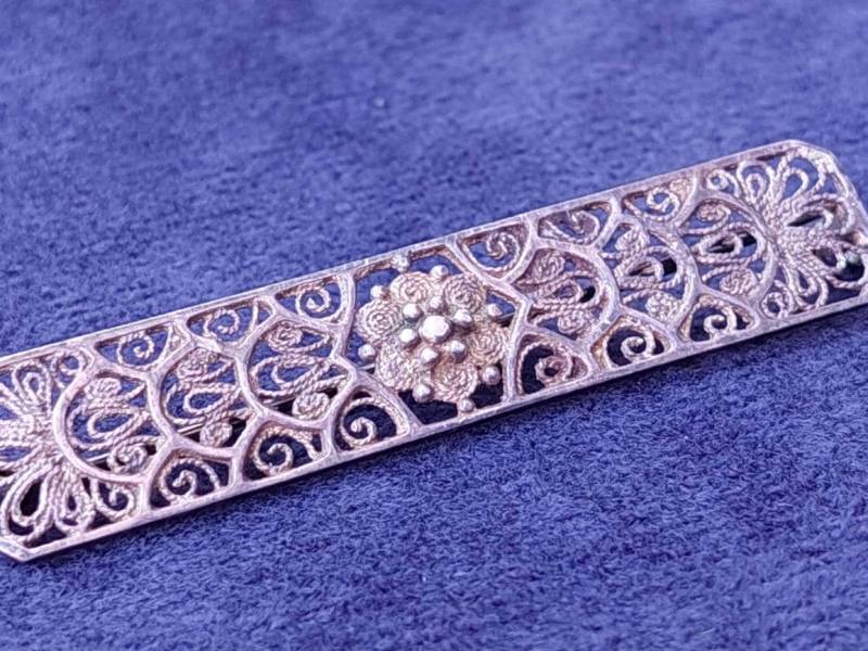 Antike 835 Silber Stabbrosche Filigrane Brosche von SchmuckparadiesShop