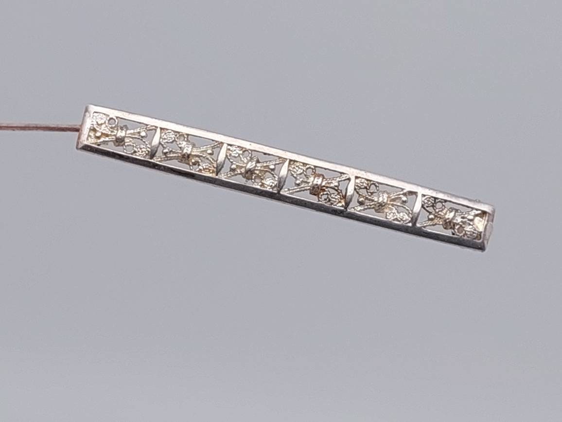 Antike 835Er Silber Brosche Blumen Florale Jugendstil Stabbrosche von SchmuckparadiesShop