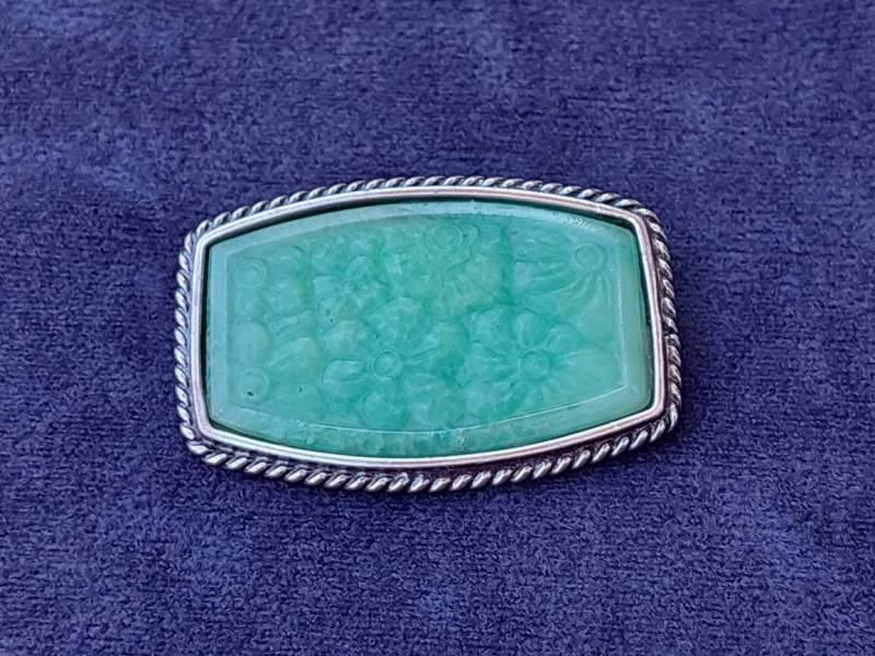 Antike 835Er Silber Brosche Mit Aventurin Blumen Quarz Deutsch Handarbeit Idar-Oberstein von SchmuckparadiesShop