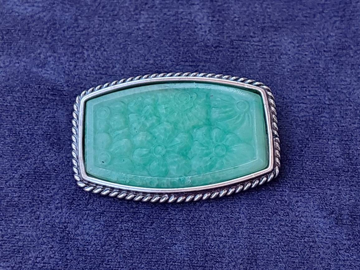 Antike 835Er Silber Brosche Mit Aventurin Blumen Quarz Deutsch Handarbeit Idar-Oberstein von SchmuckparadiesShop