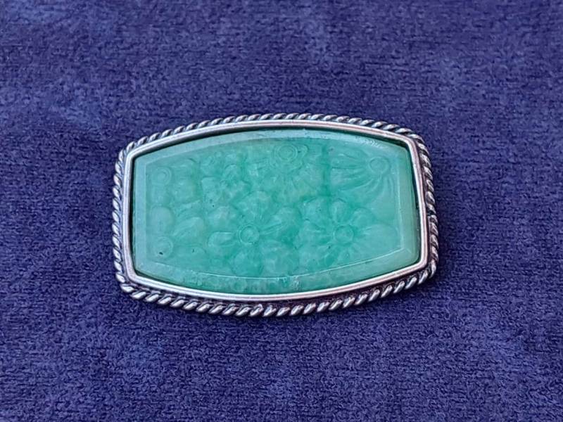 Antike 835Er Silber Brosche Mit Aventurin Blumen Quarz Deutsch Handarbeit Idar-Oberstein von SchmuckparadiesShop