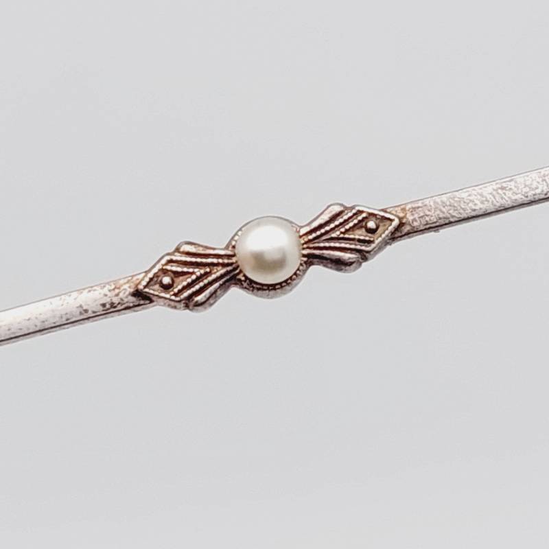 Antike 835Er Silber Brosche Stabbrosche Mit Perle Jugendstil von SchmuckparadiesShop